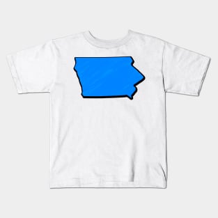 Bright Blue Iowa Outline Kids T-Shirt